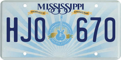 MS license plate HJO670