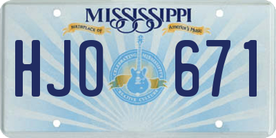 MS license plate HJO671
