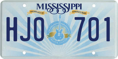 MS license plate HJO701