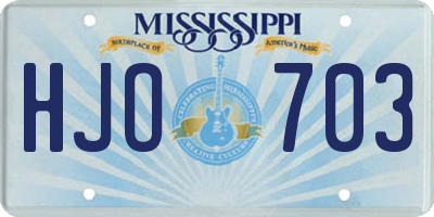 MS license plate HJO703
