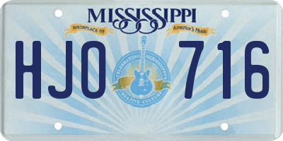 MS license plate HJO716