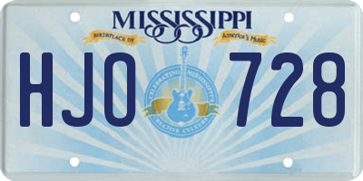 MS license plate HJO728
