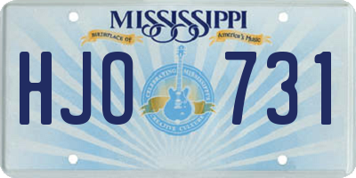 MS license plate HJO731