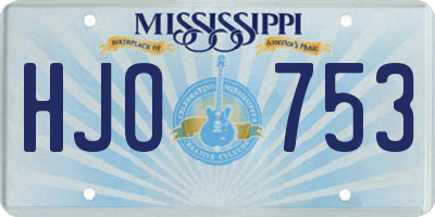 MS license plate HJO753