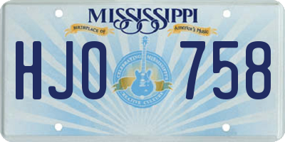 MS license plate HJO758
