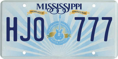 MS license plate HJO777