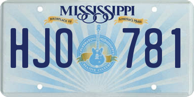 MS license plate HJO781