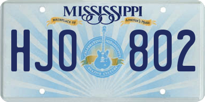 MS license plate HJO802