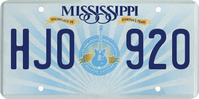 MS license plate HJO920
