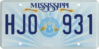 MS license plate HJO931