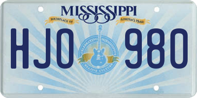 MS license plate HJO980