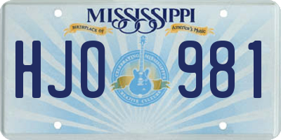 MS license plate HJO981