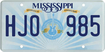 MS license plate HJO985