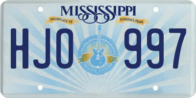 MS license plate HJO997