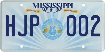 MS license plate HJP002