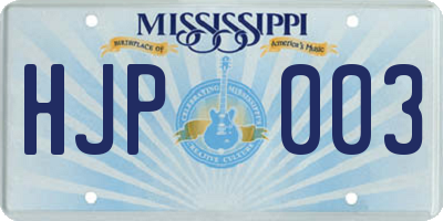 MS license plate HJP003