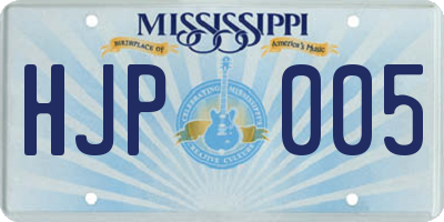 MS license plate HJP005