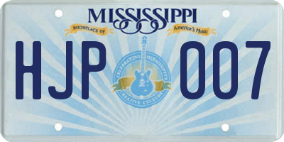 MS license plate HJP007