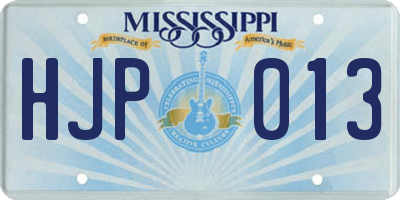 MS license plate HJP013