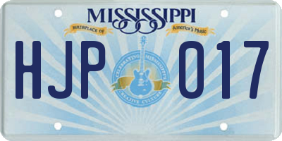 MS license plate HJP017
