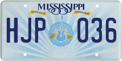 MS license plate HJP036