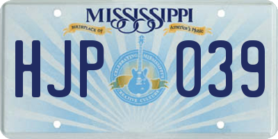 MS license plate HJP039