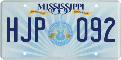 MS license plate HJP092