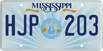 MS license plate HJP203
