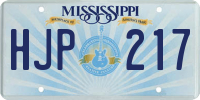 MS license plate HJP217