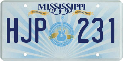 MS license plate HJP231