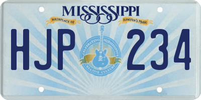 MS license plate HJP234