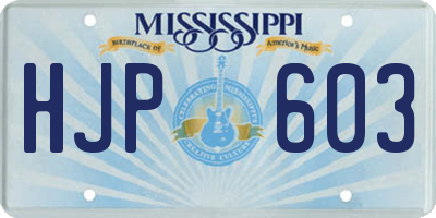 MS license plate HJP603
