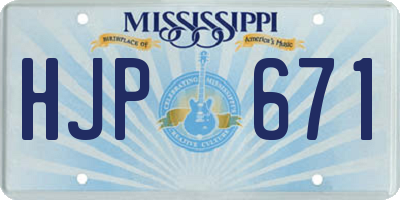 MS license plate HJP671
