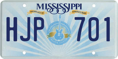 MS license plate HJP701