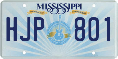 MS license plate HJP801
