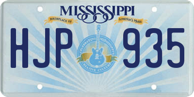 MS license plate HJP935