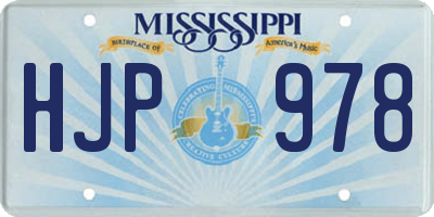 MS license plate HJP978