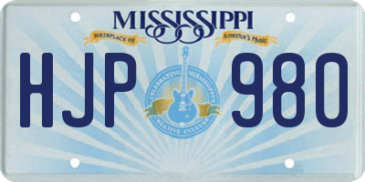 MS license plate HJP980