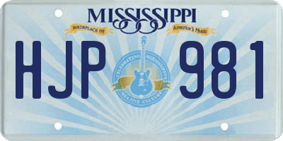 MS license plate HJP981