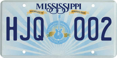 MS license plate HJQ002