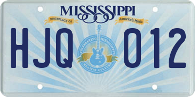 MS license plate HJQ012