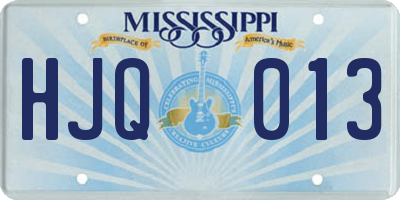 MS license plate HJQ013