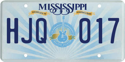MS license plate HJQ017