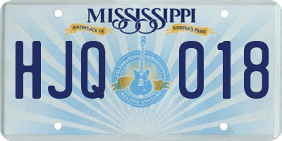 MS license plate HJQ018