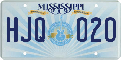 MS license plate HJQ020