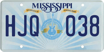 MS license plate HJQ038