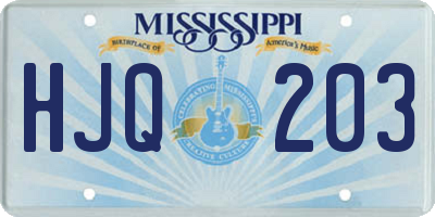 MS license plate HJQ203