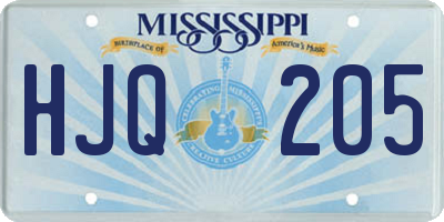 MS license plate HJQ205