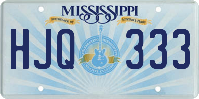 MS license plate HJQ333