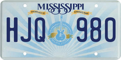 MS license plate HJQ980